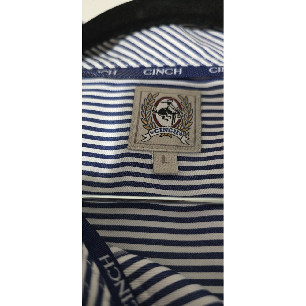 Cinch Shirt Mens L Blue Western Button‎ Down Cowboy Rodeo Striped - Picture 3 of 9